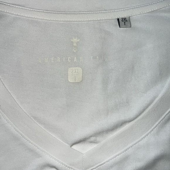 American Tall Men’s Short Sleeve White V-neck T-shirt  Z9* - Picture 3 of 5
